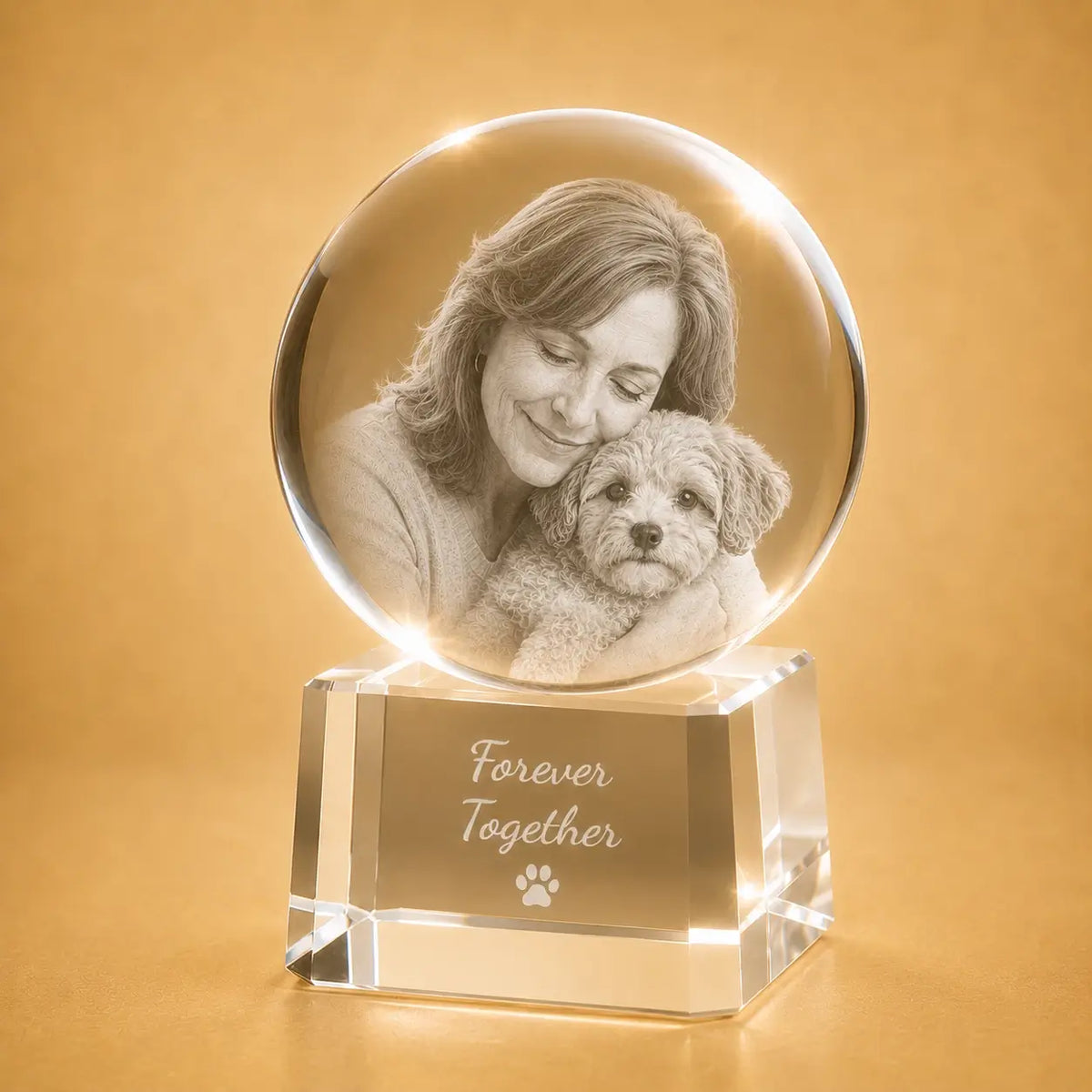 2D crystal ball pet memorial gift, a lasting crystal keepsake for treasured pet memories.