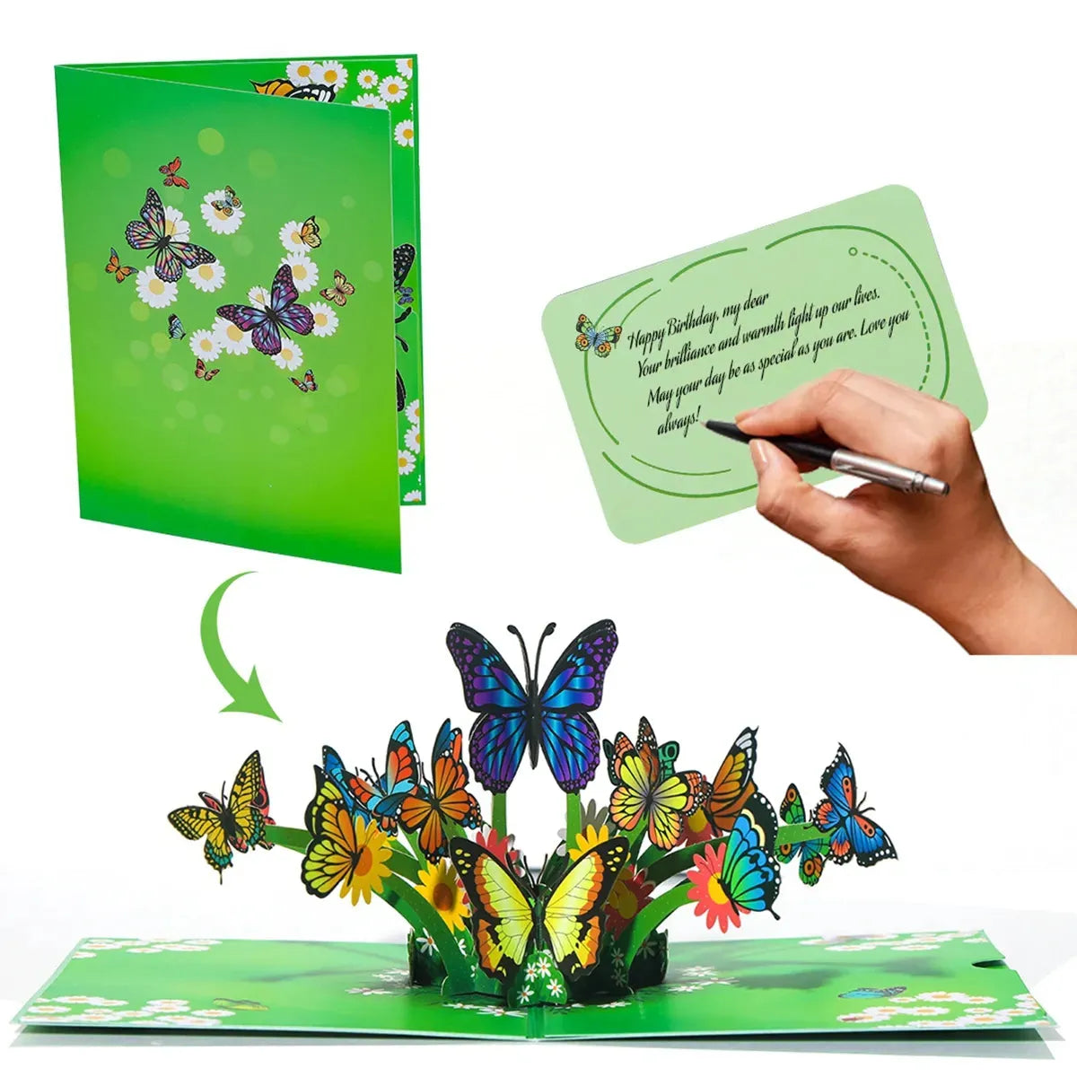 3D butterfly pop up greeting card with colourful floral design, handmade gift card in Australia
