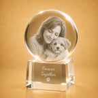 3D crystal ball pet memorial gift, a lasting crystal keepsake for treasured pet memories.