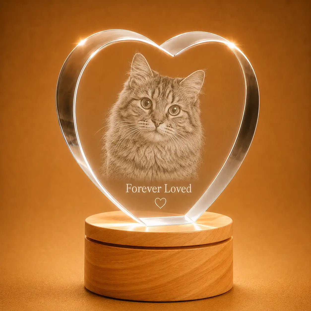 3D crystal heart pet memorial gift, a lasting crystal keepsake for treasured pet memories.