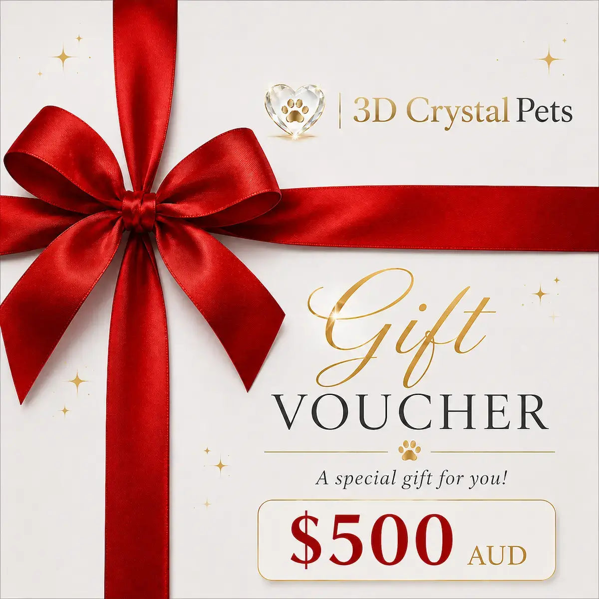 3D Crystal Pet Photo Gift Card / Gift Voucher