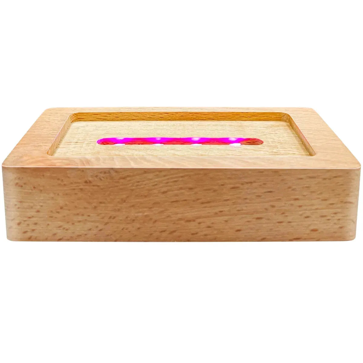 Rectangular wooden LED light base for 3D crystal photo gifts, warm display light