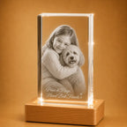 Portrait 3D crystal with personalised pet photo engraving