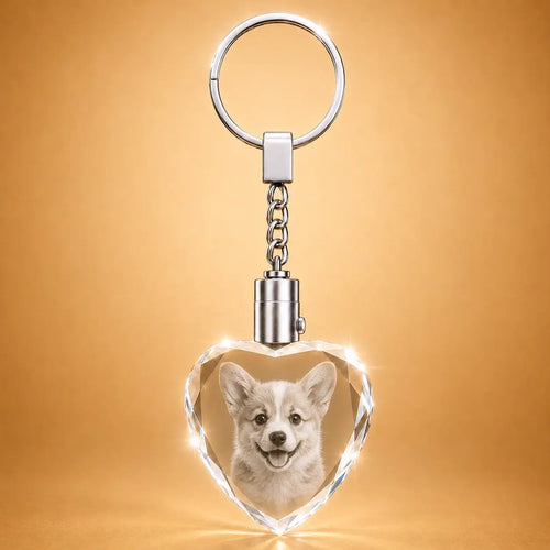 2D crystal pet photo keychain with personalised dog portrait