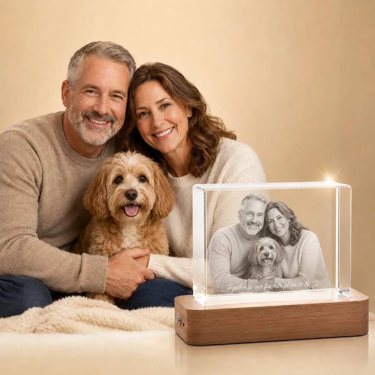Custom pet memorial crystal landscape gift, a thoughtful personalised gift for beloved pets.