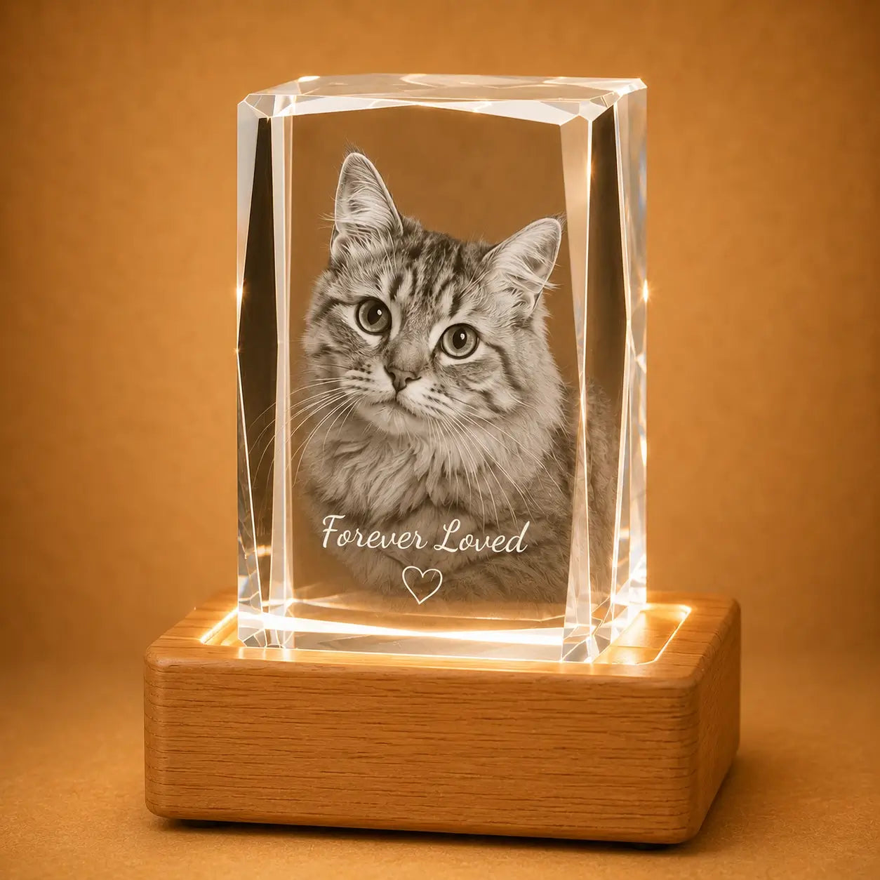 Faceted crystal cube gifts for pet lovers, perfect for personalised gifts and pet photo gifts.