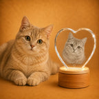 Faceted crystal heart pet photo gifts in Australia, ideal for personalised gifts and pet memories.