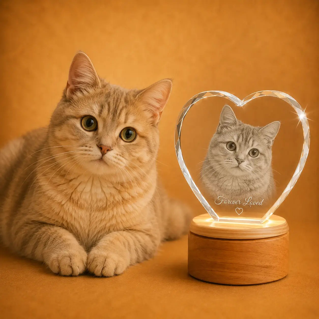 Faceted crystal heart pet photo gifts in Australia, ideal for personalised gifts and pet memories.