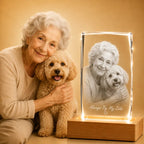 Faceted portrait 3D crystal pet photo gift, perfect for personalised gifts and lasting pet memories.