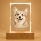 Faceted portrait pet photo 3D crystal gift, ideal for personalised gifts and crystal gifts.