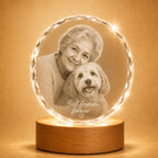 Faceted round 3D crystal pet memorial gift, a lasting crystal keepsake for treasured pet memories.