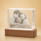 Family and pet photo crystal landscape gift, a thoughtful personalised gift in Australia.