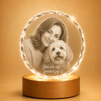 Family and pet photo faceted round crystal gift, a thoughtful personalised gift in Australia.