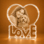 Family and pet photo LOVE crystal heart gift, a thoughtful personalised gift in Australia.