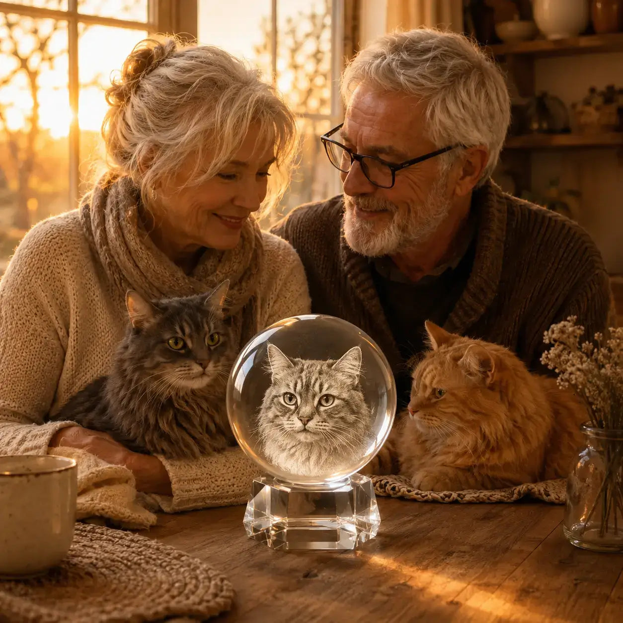 Gifts for cat lovers featuring a crystal ball 3D crystal pet photo gift, celebrating the warmth and charm of a beloved cat.