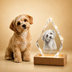 Personalised 3D crystal pet photo gift in Australia, a meaningful crystal gift for pet lovers.