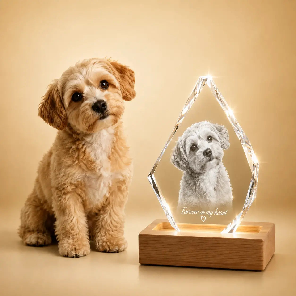 Personalised 3D crystal pet photo gift in Australia, a meaningful crystal gift for pet lovers.