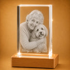 3D crystal cube with personalised pet photo engraving