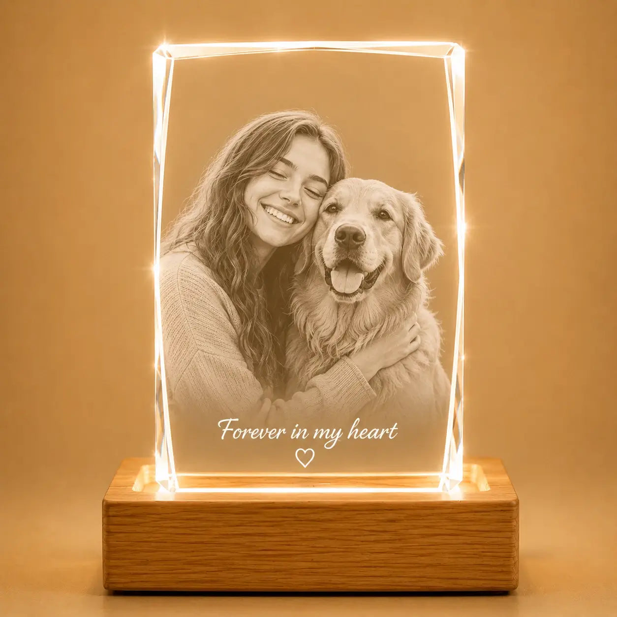Personalised faceted portrait 3D crystal pet photo gift in Australia, ideal for crystal gifts and memorial gifts.