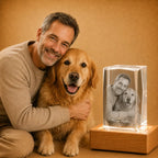 Personalised pet crystal cube gifts in Australia, suitable for pet photo gifts and memorial gifts.