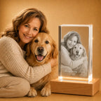 Personalised pet crystal cube gifts in Australia, suitable for pet photo gifts and memorial keepsakes.