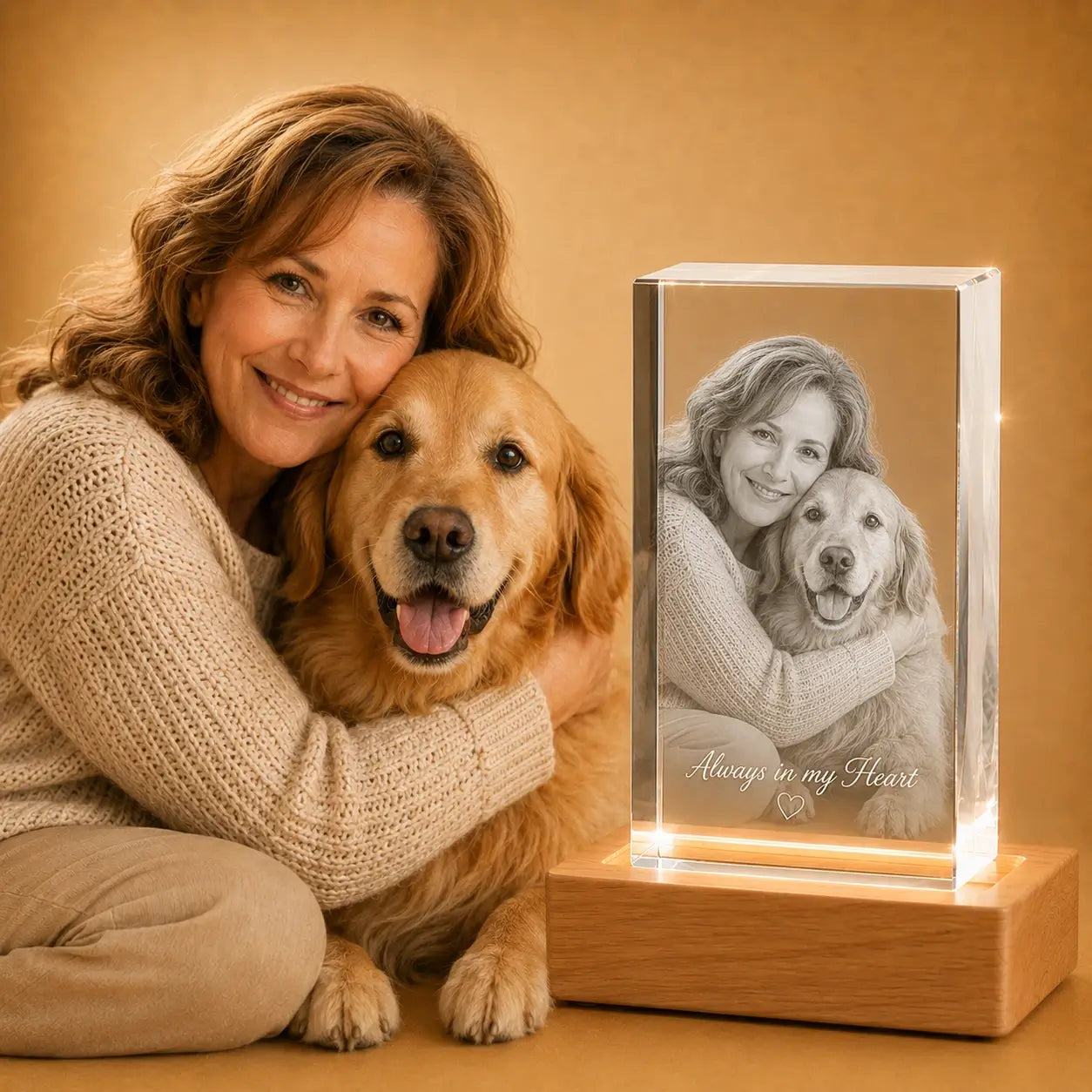 Personalised pet crystal cube gifts in Australia, suitable for pet photo gifts and memorial keepsakes.