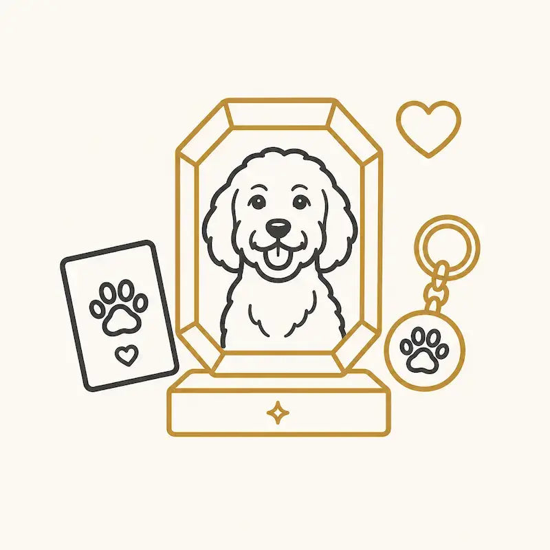 Personalised pet crystal with message, base and gift accessories