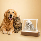 Personalised pet landscape crystal gift, ideal for pet photo gifts and memorial keepsakes.