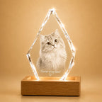 Personalised pet memorial crystal keepsake, perfect for meaningful memorial gifts.