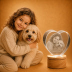 Personalised pet photo crystal heart gift, a thoughtful choice for crystal gifts and pet lovers.