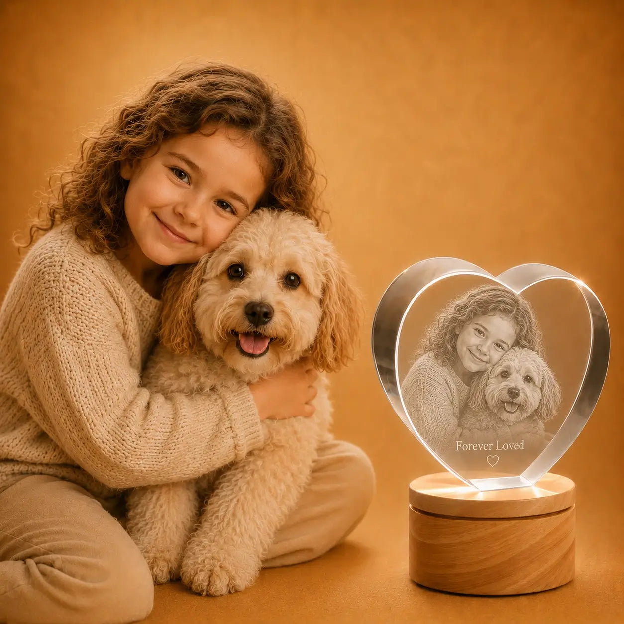 Personalised pet photo crystal heart gift, a thoughtful choice for crystal gifts and pet lovers.