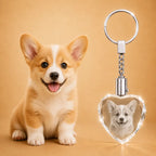 Personalised pet photo crystal keychain gift, a thoughtful crystal gift for pet lovers.