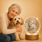 Pet memorial faceted round crystal gift, a heartfelt keepsake for remembering a beloved pet.