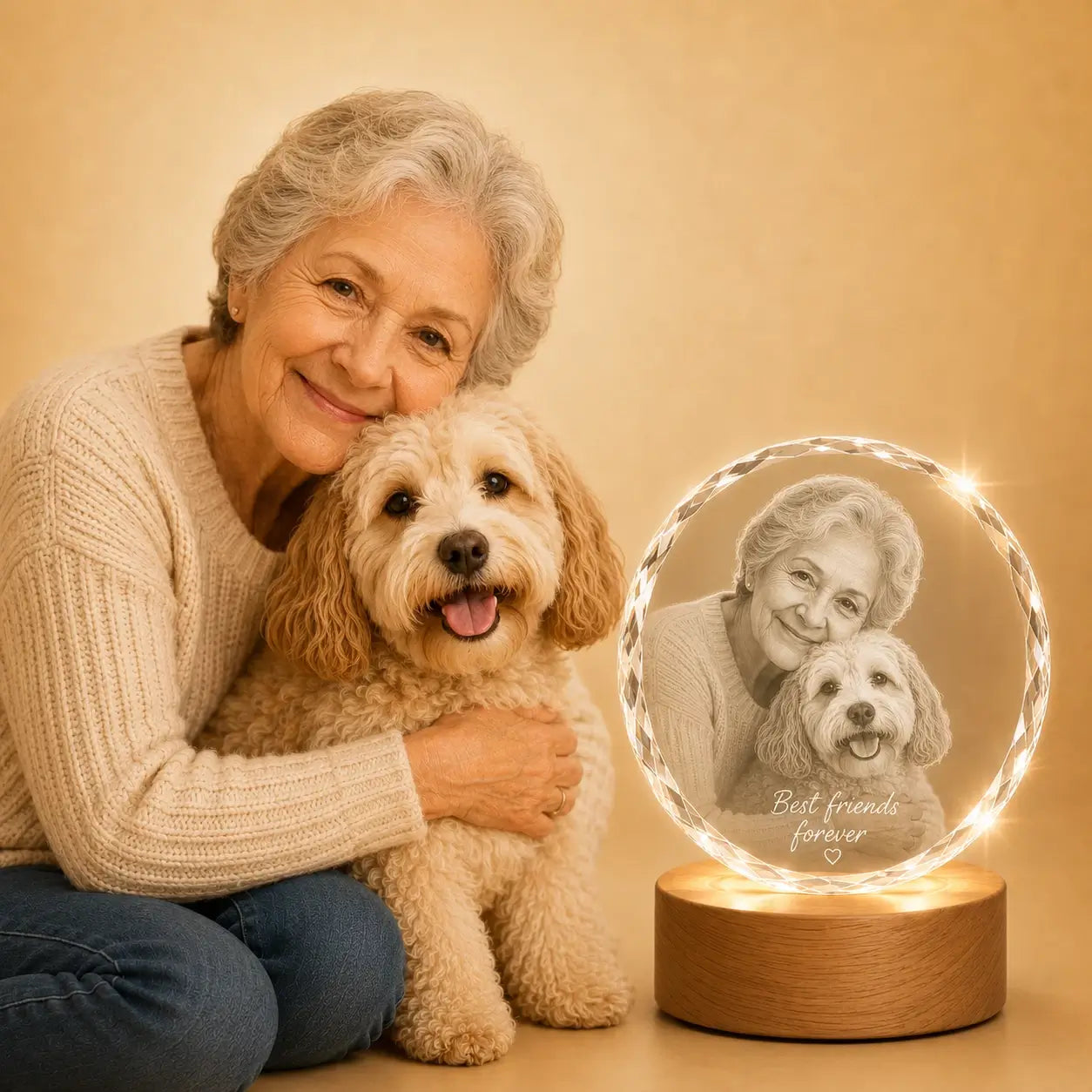Pet memorial faceted round crystal gift, a heartfelt keepsake for remembering a beloved pet.