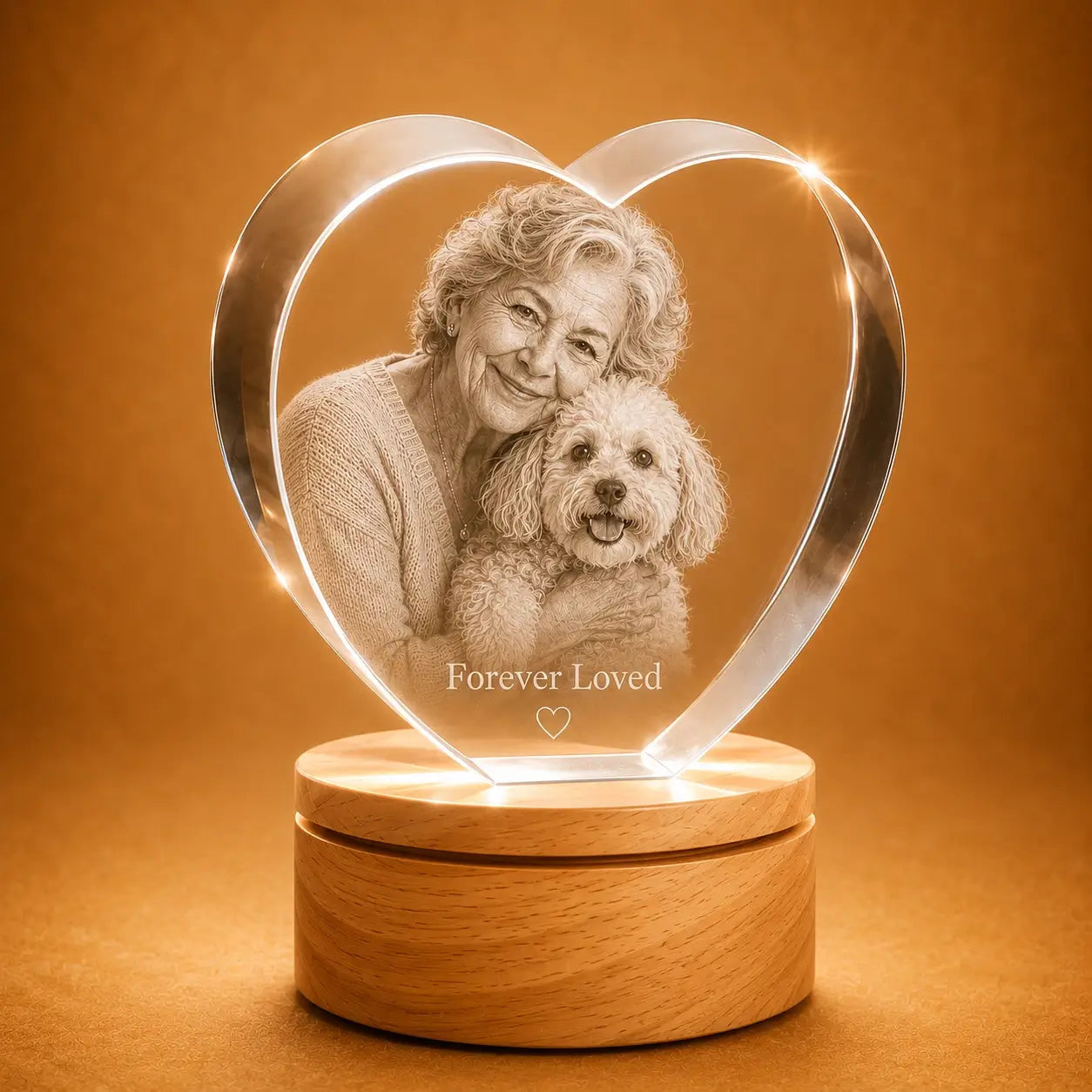 Pet memorial gifts in 3D crystal heart Australia, designed as lasting crystal keepsakes.