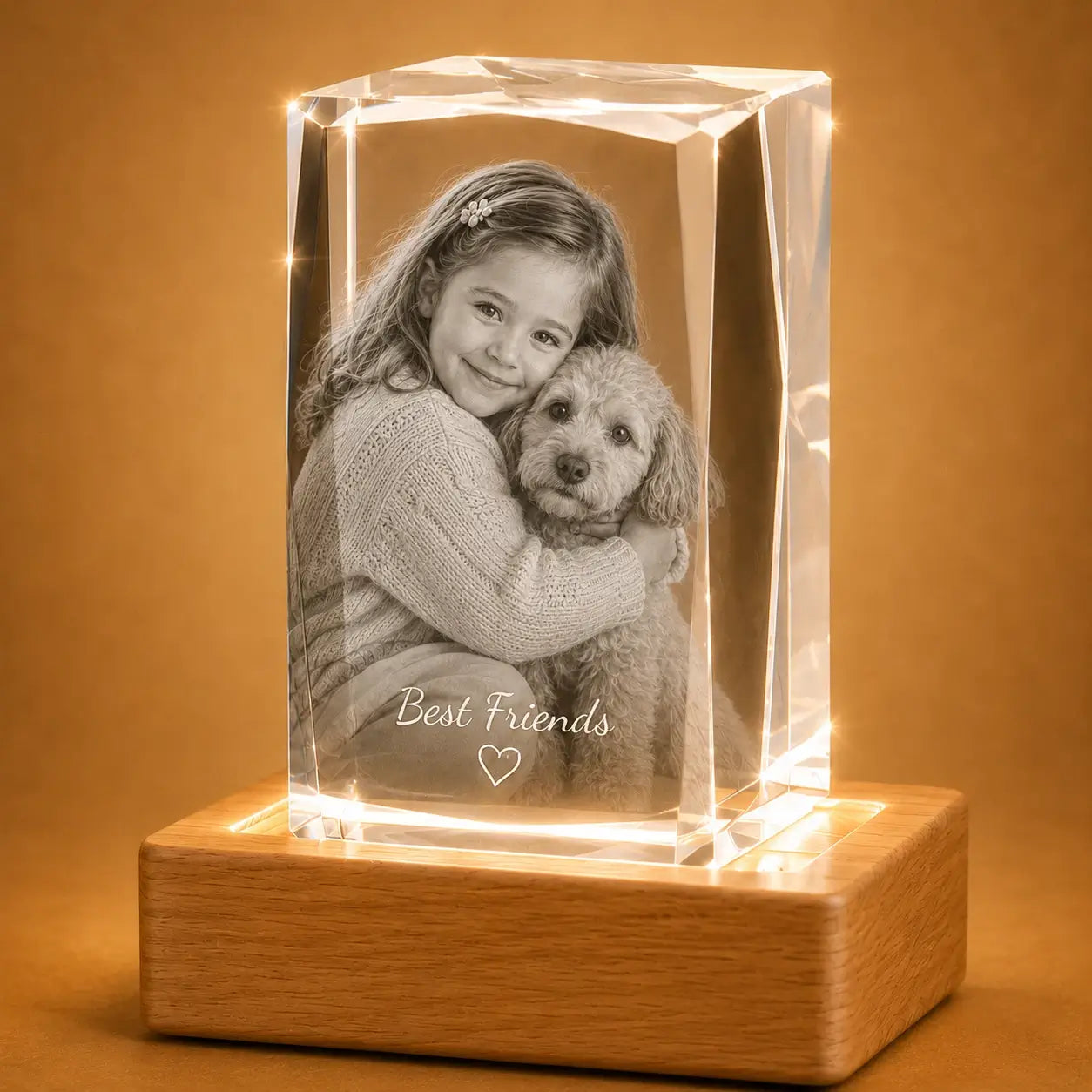 Pet memorial gifts in faceted 3D crystal cube Australia, designed as lasting crystal keepsakes.