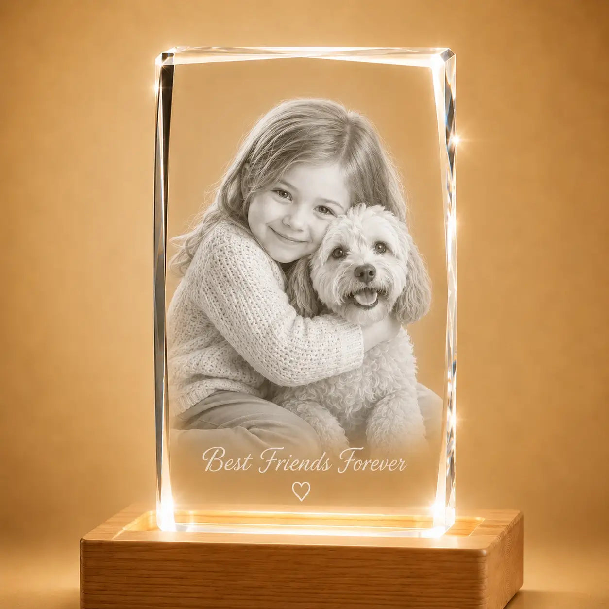 Pet photo gifts in 3D crystal, crafted as personalised crystal gifts in Australia.